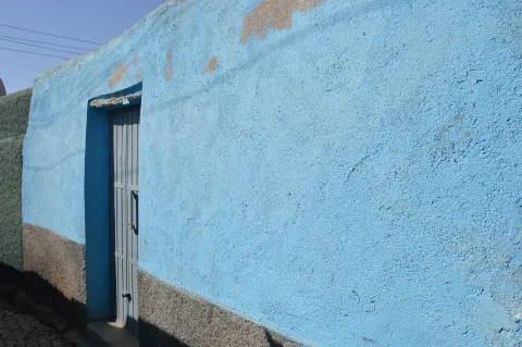 A street scene inside the historic walled city of Harar Jugol